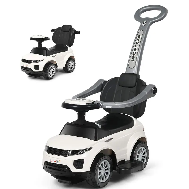 3 in 1 Ride on Push Car, Stroller Sliding Walking Car with Horn, Music, Light, Under Seat Storage, Parental Handle, Armrest Guardrails  Gift Season BlackFriday Friends Giving