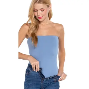 NE PEOPLE Women's Tube Top Bodysuit - Strapless Stretch Slim Fit Bodycon Jersey One Piece Romper