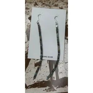 Dangling Bead Earrings - Turquoise - Sterling Silver - Native Handmade - Corraine Smith (artist)