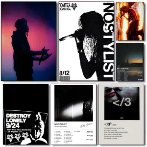 Pop Hip Hop Rapper Destroy Lonely Poster, Wall Art Decoration, HD Waterproof Self-Adhesive Art Vibrant Wall Print for Home Decor Gift Fade-Resistant Easy-Apply Durable Dly Artwork Multiple Sizes, Easy to Apply & Clean