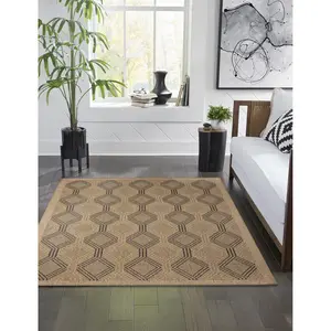 Lush Decor SAHARA Indoor/Outdoor Power Loomed Synthetic Blend Low Profile Area Rug - Transitional Geometric Casual Accent  (Links)