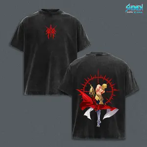 Fate Stay Night Gilgamesh King of Heroes Game Graphic Tee, Vintage Washed Y2K Oversized Streetwear, Heavyweight 100% Premium Cotton Top, Comic Gaming Fashion, Unique Gamer Gift Shirt