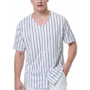 Blank Baseball Jersey,Short Sleeve Plain Jersey Shirt,Customizable Men's Baseball Jersey,Sports Uniform for Men Women(White, Black, Red,Blue,S-3XL)Breathable V-Neck Button-Up Design, Loose Fit  for Training, Games, Casual Wear - Baseball Fan Gift