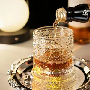 Luxury 360° Spinning Crystal Glass Tumbler  Cup with Star Diamond Hand-Painted Embossed Rotating Whiskey GlassTumbler with Presglowing sure Relief Function European Design for Scotch Bourbon Cocktails Ideal Gift for Home Bars  Drinkware Bottles Mug