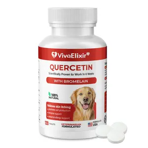 Quercetin & Bromelain Tablets for Dogs — Triple-Action Relief for Skin Allergies, Atopic Dermatitis, Chronic Ear Infections & Joint Inflammation — Immune & Anti-Inflammatory Support — Vet-Formulated