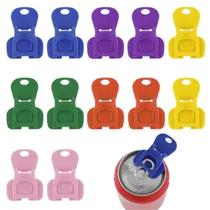 6/12/18/24Pcs Easy Tab Opener and Drink Protector Complete Cover Easy Can Opener Colorful Drink Can Tab Cover for Soda Beer Coke Aluminum Beverage Tool Plastic Can Openers