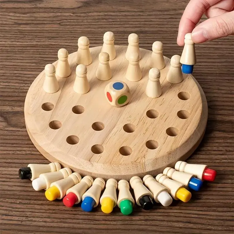 Wooden Memory Match Game, Educational Board Game for Kids & Adults, Fun Board Games, Portable Family Strategy Game for Brain Training and Holiday Gifts, Halloween and Christmas Family Board Game