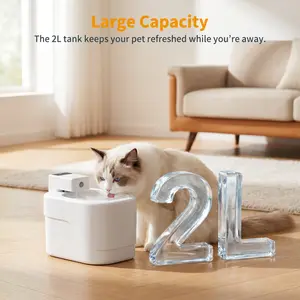 Wireless Cat Water Fountain with Motion Sensor, 2L Large Capacity for 7-Day Battery Life, Cordless Freedom Ends Wire Chewing Dangers, Ultra Quiet 30dB for Peaceful Sleep and Easy Detachable Cleaning