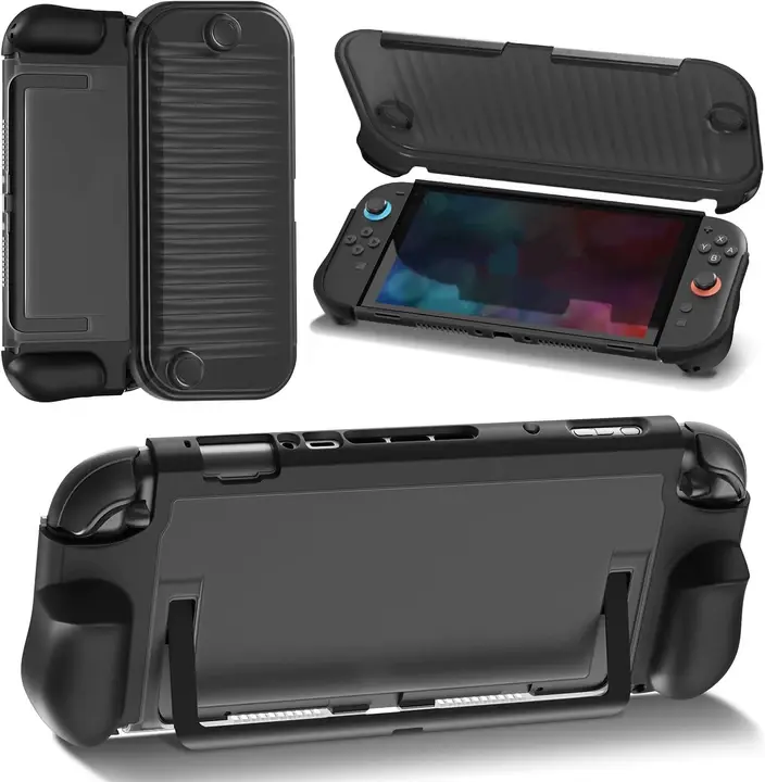 Switch 2 Protective Case with PC Front Cover, Dockable TPU Ergonomic Grip, Kickstand-Compatible Design, Shockproof and Anti-Scratch Protection, Secure Fit for Nintendo Switch 2 (2025), Ideal for Gaming On-the-Go