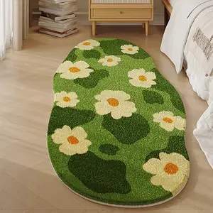 Modern Minimalist Irregular Floral Moss Carpet, Artistic Creative Washable Plush Rug, Decorative Fluffy Rug, Decorative Area Rug, Home Decor for Living Room Bedroom Office
