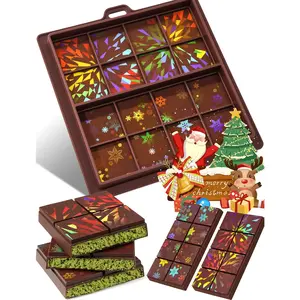 NiHome 0.67 Inch Holographic Dubai Chocolate Molds, Silicone Chocolate Bar Mold for Black Chocolate, Dishwasher Safe & Wall Hanging, Christmas Valentine Gift (Snowflake and Firework Patterns)