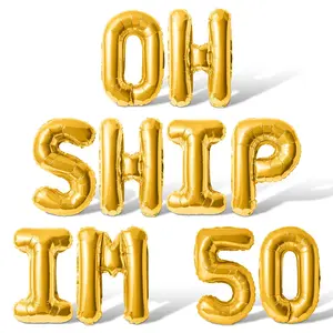 Letter Balloons - OH SHIP IM 50 16" Inch Alphabet Letters Foil Mylar Balloon 50th Birthday Party Banner
