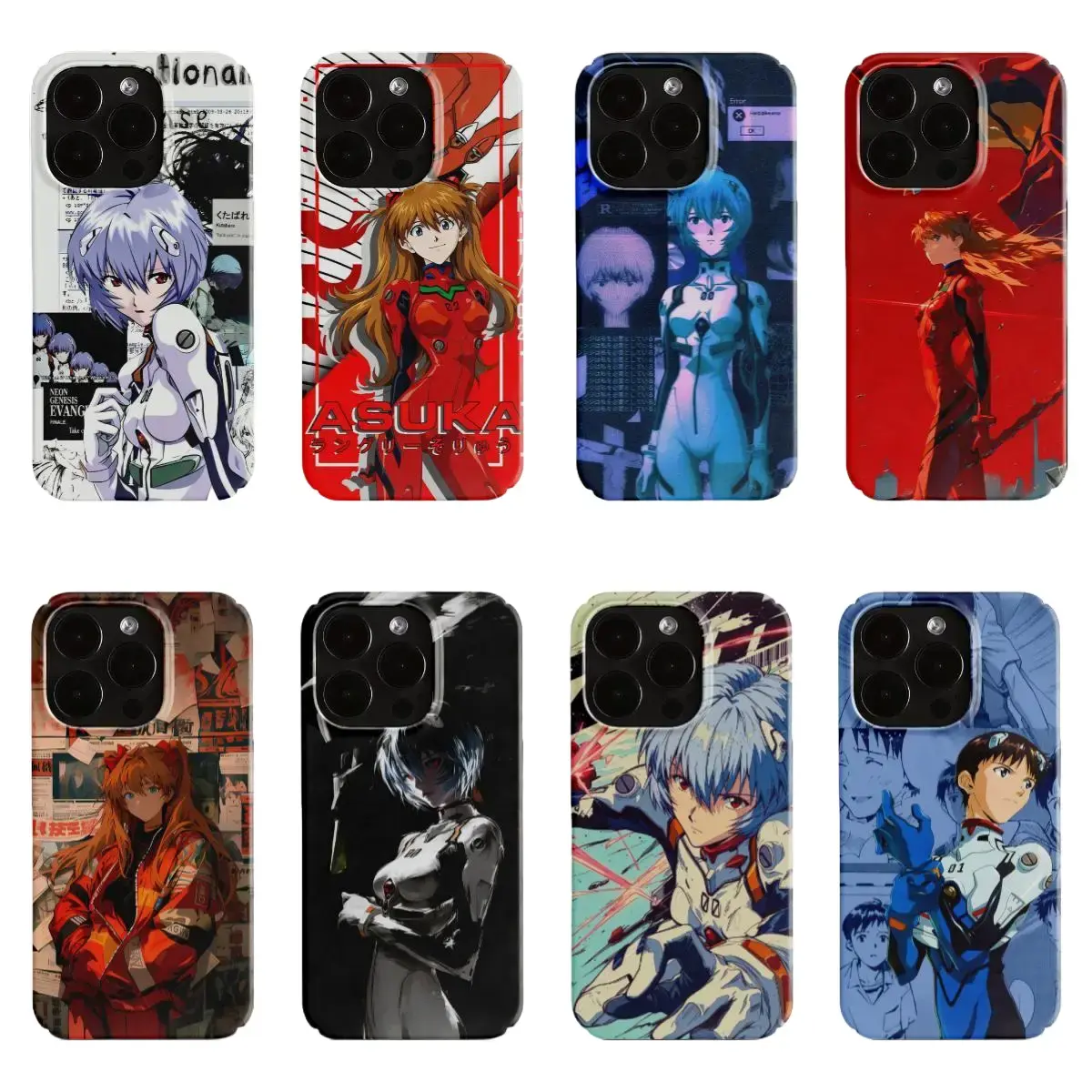 Japanese Anime Neon Genesis Evangelion Cyber Retro Atmosphere Anime Style Glossy Phone Case for IPhone 11,12,13,14,15,16,17 Pro Max Plus Air Shockproof  Cover Gift for Anime Fans