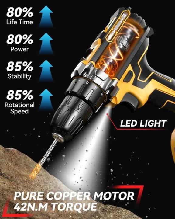 【BlackFriday】Cordless Drill Tool Set  21V Electric Power Drill with 2.0AhLithium-ion Battery and Charger–USB/Type-C Rechargeable, Portable, All-in-One DIY & Home Toolbox Kit,Blackfriday,Christmas Gift