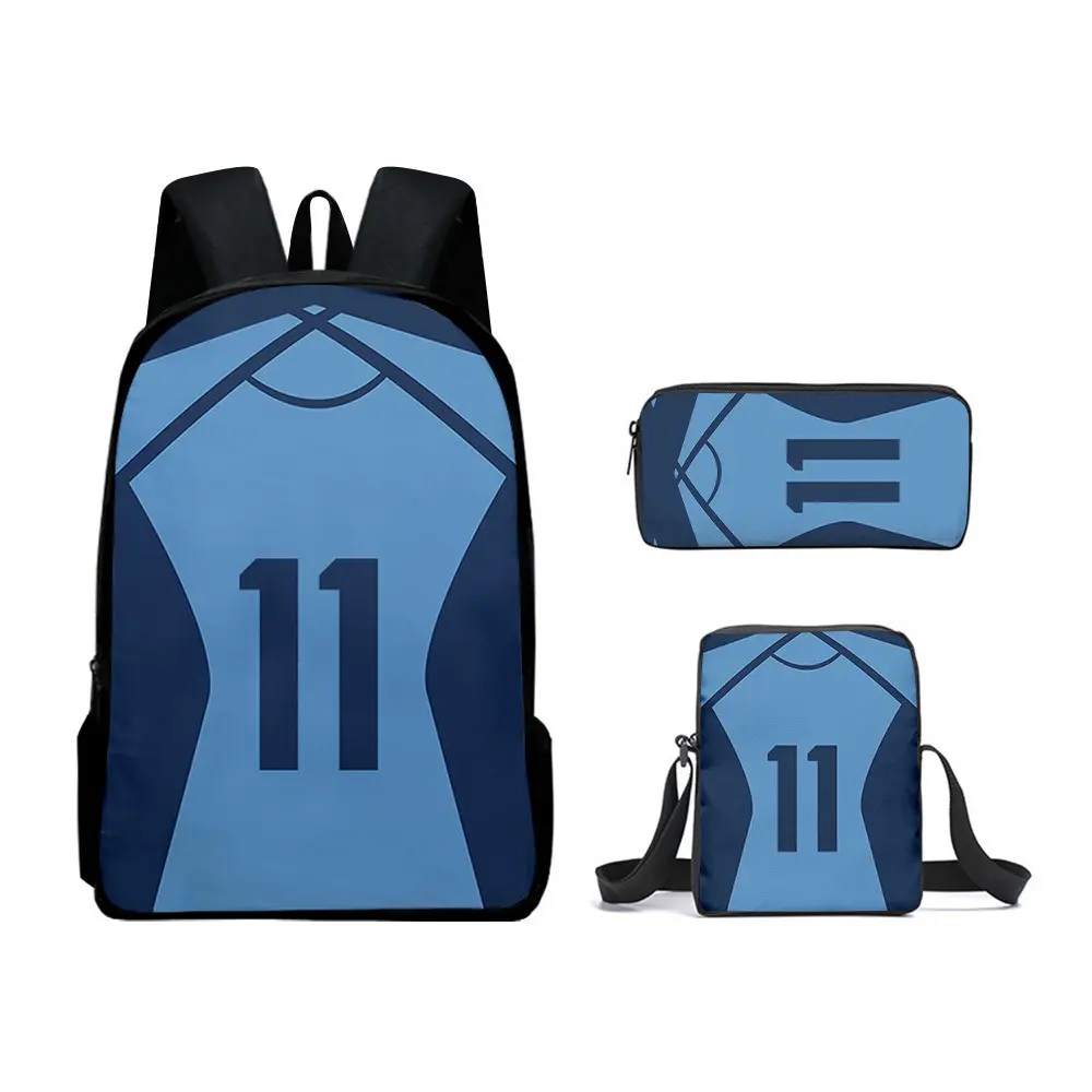 Men's Blue Lock Anime 3-Piece Backpack Set - Large Capacity Waterproof Soccer Rucksack, Pencil Case, Crossbody Bag (Team School Bag Kit)