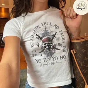 Retro Dead Men Tell No Tales Pirate Baby Tee, Yo Ho Yo Ho A Pirate's Life For Me Girl Trip Babytees, Pirates Of The Caribbean
