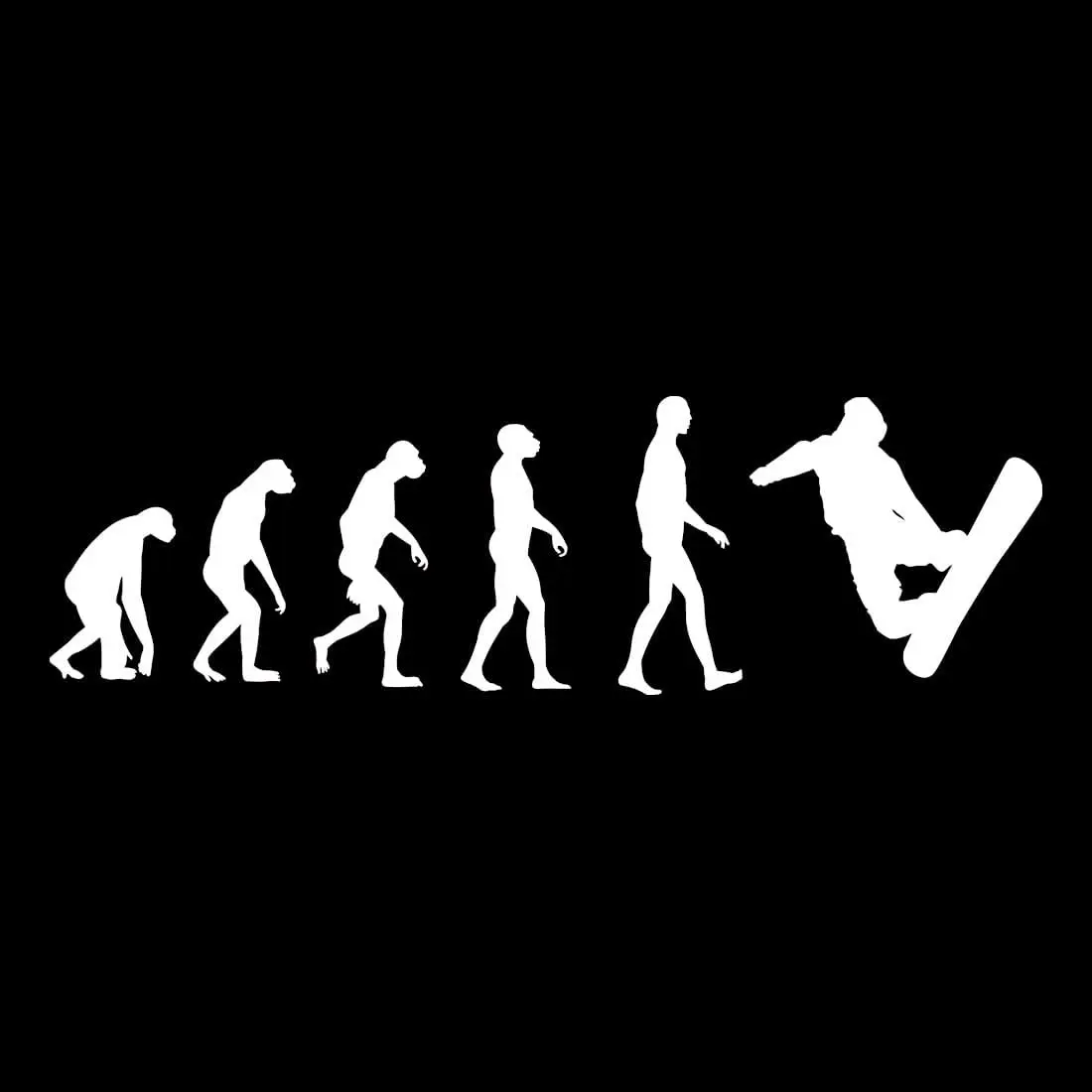 Evolution Of Man Snowboarder Snowboarding  (White) (Set Of ) Premium Waterproof Vinyl Decal Stickers For Laptop Phone Accessory Helmet Car Window Bumper Mug Tuber Cup Door Wall Decoration