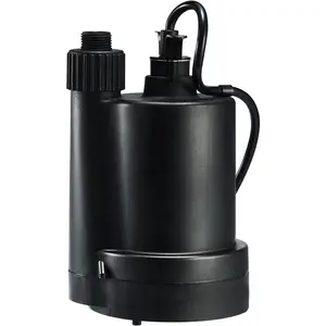Water Pump Submersible Utility Pump Thermoplastic 1/4  Portable Electric Water Removal Drain Pump for Garden Tub Pond Basement Swimming Pool with 10-Foot Cord