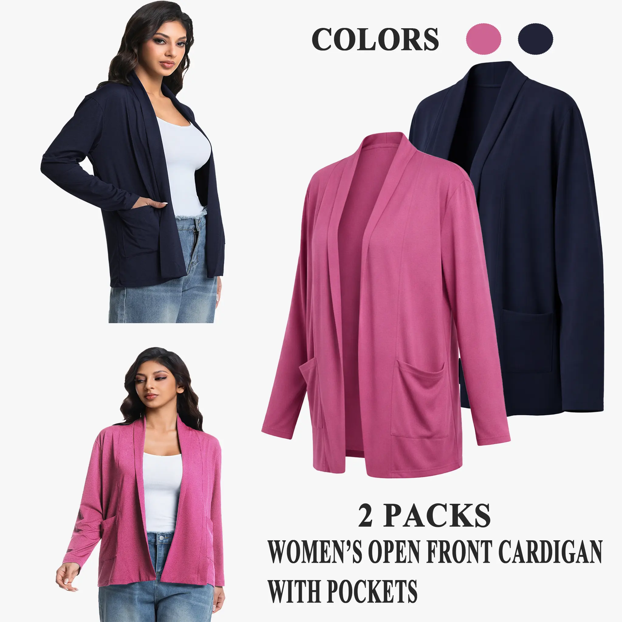 Women’s Open Front Cardigan with Pockets Soft Lightweight Long Sleeve Casual Cardigan Sweater Easy Layering Outerwear for Daily Wear Work Travel Home Fall and Spring Comfortable Stretchy Fabric springfresh Jeans Skirts