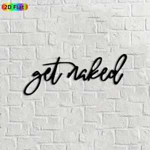 1pc Calligraphy "get naked" Metal Wall Art, Minimalist Calligraphy Statue Mural, Ideal Gift for Housewarming, Anniversary, Modern Decor Enthusiasts, Rust-Resistant Metal Wall Decor Wall Sculptures,  Stylish Home Decor