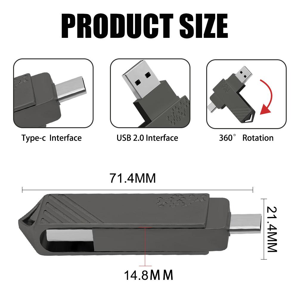 High Speed Solid State USB Drive 1TB Mobile Phone Hard Drive Type-C Dual Interface Mobile Computer Large Capacity USB Drive