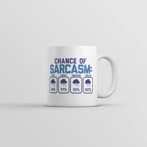 Chance Of Sarcasm Mug Funny Sarcastic Graphic Coffee Cup - 11oz Funny Coffee Mugs Ceramic Printed Drinkware Cup