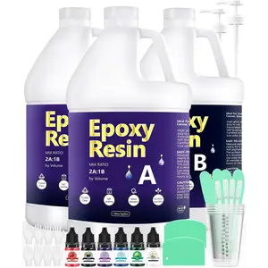 Deep Pour Epoxy  3 Gal, 2:1  Clear Deep Pour Epoxy for 2-4 Inch Depth, Low Odor, No Yellowing & High Hardness Epoxy  Kit for River Table, Dry Flower Preservation & Art