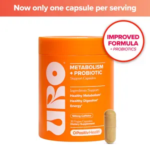 URO - Metabolism Support Capsule with Probiotic, Vitamin B12, Green Coffee Bean Extract, and Caffeine - For Healthy Metabolism and Energy- 30 Servings (Pack of 1)