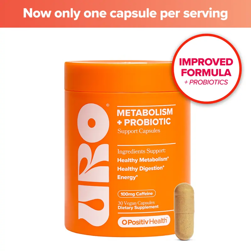 URO - Metabolism Support Capsule with Probiotic, Vitamin B12, Green Coffee Bean Extract, and Caffeine - For Healthy Metabolism and Energy- 30 Servings (Pack of 1)
