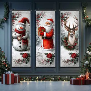 3-Piece Christmas Wall Art Set, Santa & Snowman Designs, High-Quality Prints, Festive Home Decor, Perfect Gift Box Included