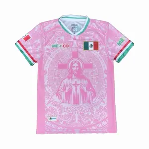 Mexico Light Pink Jesus Jersey with Iconic Virgencita Design & Authentic Mexican Flag Details for Fans & Collectors Comfortable & Eye-Catching