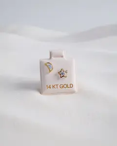 broquelitos de luna y estrella de Oro  14K