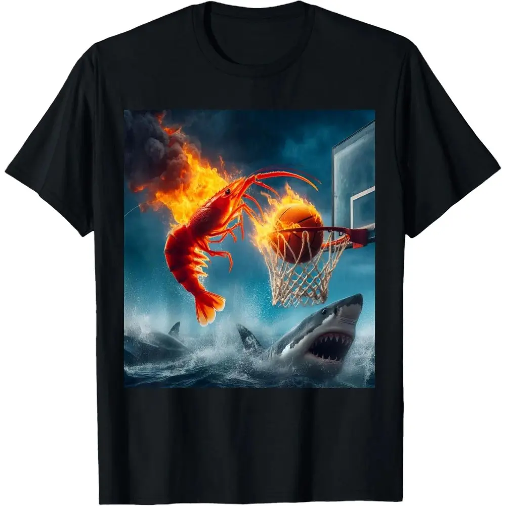 Shrimp Dunking on Shark Meme T-Shirt unisex Tee
