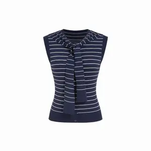 Cider Knit Striped Button Through Top With Scarf