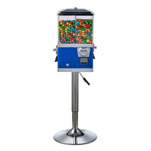 Father's Day Gift VEVOR Gumball Machine with Stand Vending Coin Bank Vintage Candy Dispenser Blue 4-Slot 8 lbs Capacity Adjustable Height for Restaurants & Malls