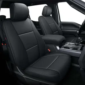 For Ford F150 XL XLT: 2015-2026 SuperCrew & F250 F350 F450 2017-2026 Super Duty Crew Cab XL XLT, Custom Fit Full Set Faux Leather Black