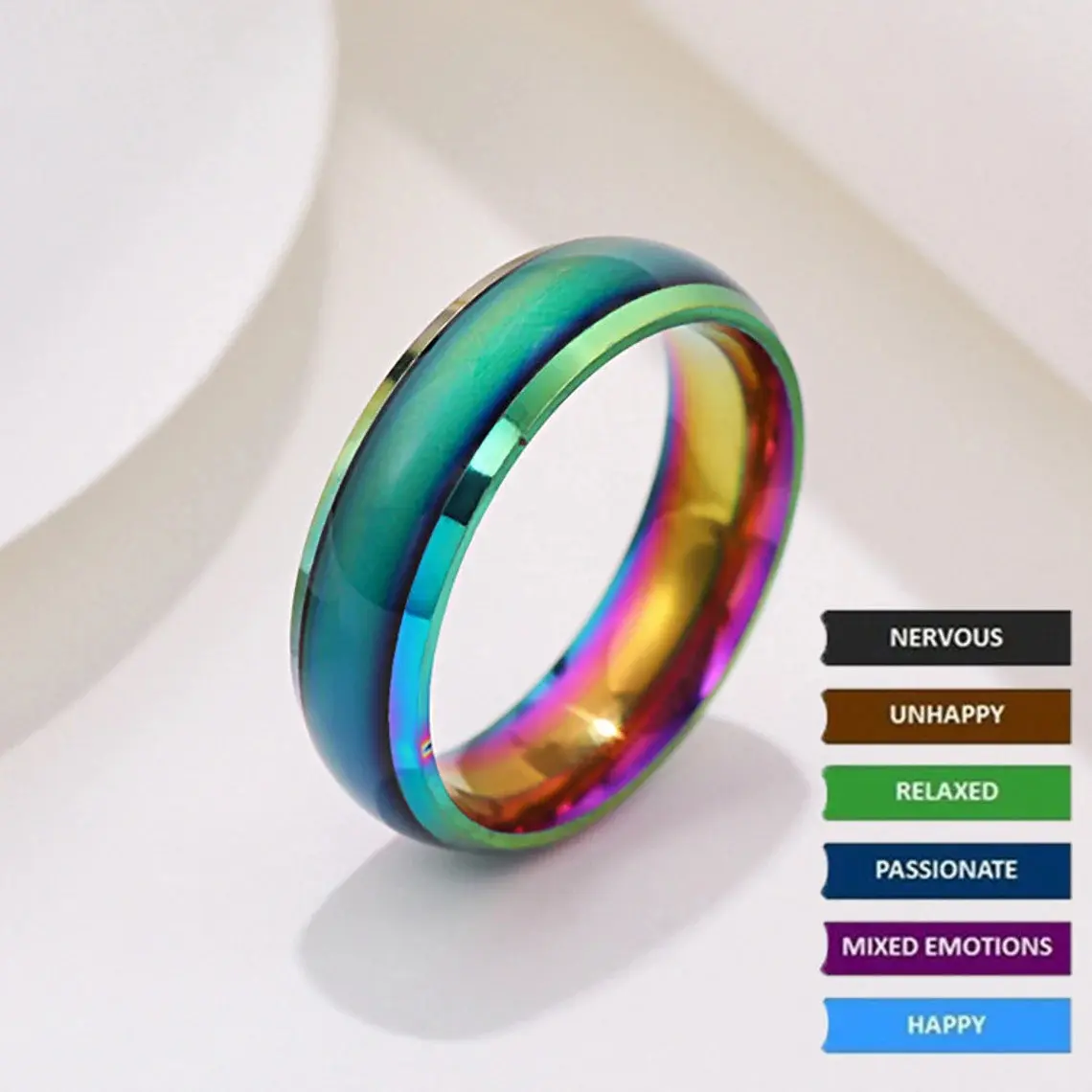 Vibrant Thermal Mood Ring with a Classic Oval Design, Adjustable Color Changing Jewelry for Men and Women, Male, Adults