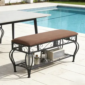 Clearance Sale！High Quality！39.3"L x 14.9"W x 20.4"H Outdoor Patio Long Bench, Multipurpose Upholstered Shoe Rack Bench, Rustic Industrial Shoe Storage Bench for Entryway & Small Spaces, Versatile Seat for Indoor Entryway & Outdoor Patio, Brown
