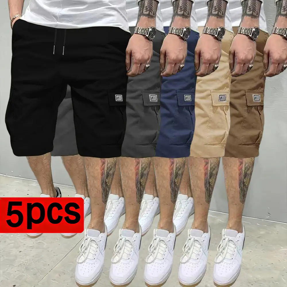 5-Pack men's tooling shorts, summer trendy casual shorts, multi-pocket design, fabric wear-resistant, ball-free, durable, tear-resistant, comfortable and breathable, fashionable and versatile Athletic Activewear 5-Pack men's tooling shorts, summer trendy casual shorts, multi-pocket design, fabric wear-resistant, ball-free, durable, tear-resistant, comfortable and breathable, fashionable and versatile Athletic Activewear