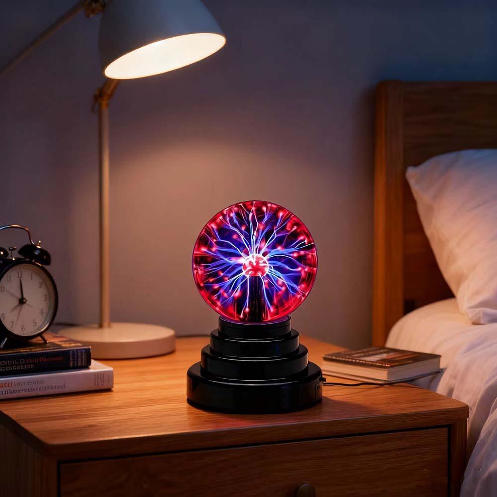 3 Inch Magic Plasma Ball Lamp Touch Sensitive Interactive Plasma Lamp Nebula Sphere Globe Decorative Lamp Novelty Toy for Halloween Christmas