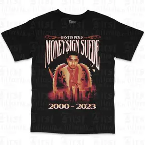 Money Sign Suede Rest In Peace T-Shirt Tee Unisex, Easy to Wear, Just Throw It On, Comfortable Stretch, Moves with You