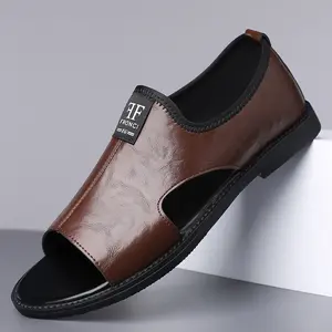 Summer men's new black and white brown lightweight comfortable versatile sandals, rubber sole, matching design, springtok footwear boys walking shoes Leather Casual Nail Tactical Pedal