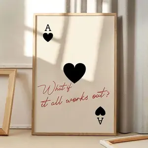 [SALE UP TO 50% + FREE SHIP] What If It All Works Out Playing Card Art Canvas Poster, Trendy Wall Art, Apartment Aesthetic Decor, Retro Home Decor, Printed Gift
