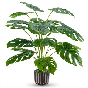 Fake Plants Tall 28'' Artificial Monstera Faux Plants Indoor for Living Room Home House Decor