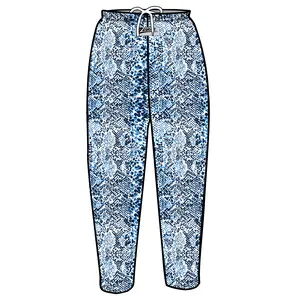Zubaz Adult Unisex Z88 Snake Pant, NAVY/LIGHT BLUE