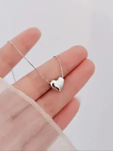 S925 Sterling Silver Heart Shaped Pendant Necklace for Women & Girls, Fashion Jewelry for Party, Daily Decor, Trendy All-match & Exquisite Jewelry for Birthday Gift