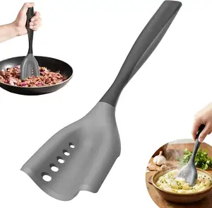 2 in1 Mincing Spatula Meat Chopper with Grease Draining Slots,for Frying Pan， Heat Resistant Ground Beef Masher & Hamburger Grinder, Non-Stick Potato Mixer and Meat & Poultry Chopper Tool