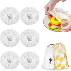 200 count Plastic Elastic Bowl Covers , Storage Covers with Elastic Bowl Covers for Leftover, Plastic Covers for Bowls  Keeping Bags for Family Outdoor Picnic (Regular)