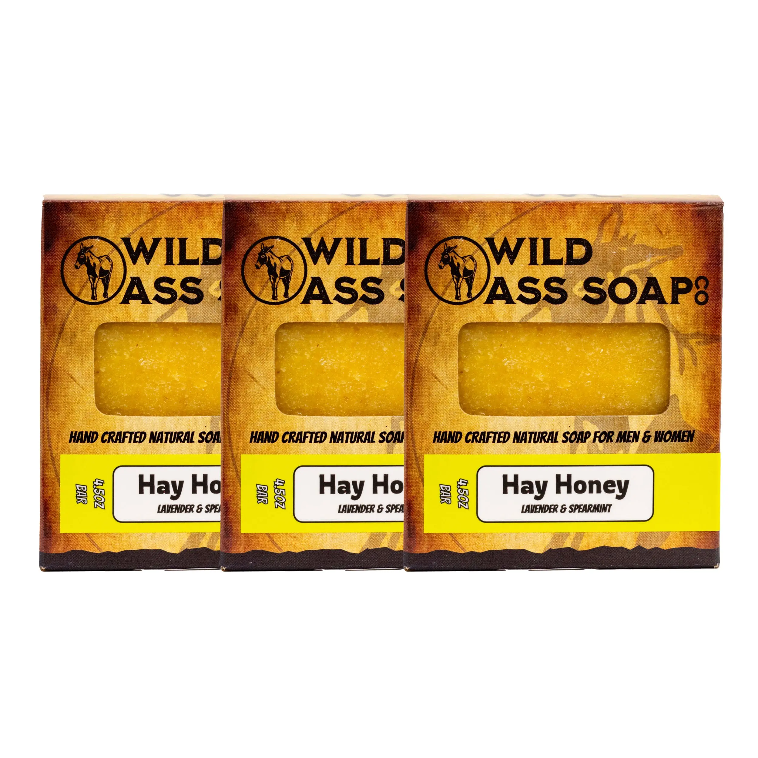 Tallow Bar Soap | Hay Honey Scent | Pack of 3 | 4.5 oz | Palm Oil & Paraben Free | Wild Ass Soap Co