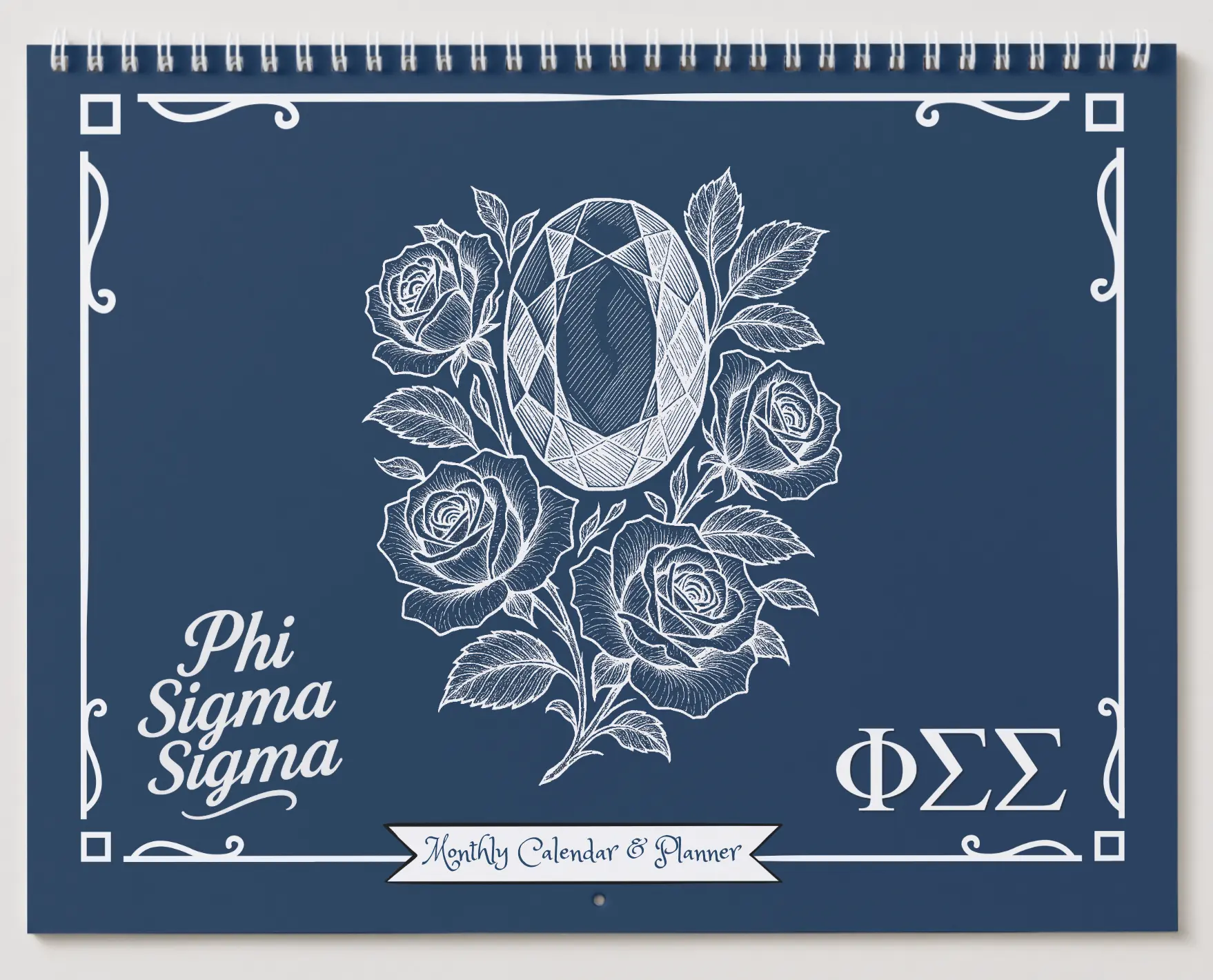 Phi Sigma Sigma Monthly Planner — Sapphire & Bear Edition:  Colorable & Customizable